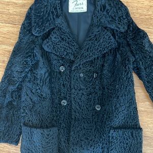 Furs by Stein... VINTAGE black genuine women's waist length fur coat ... lined